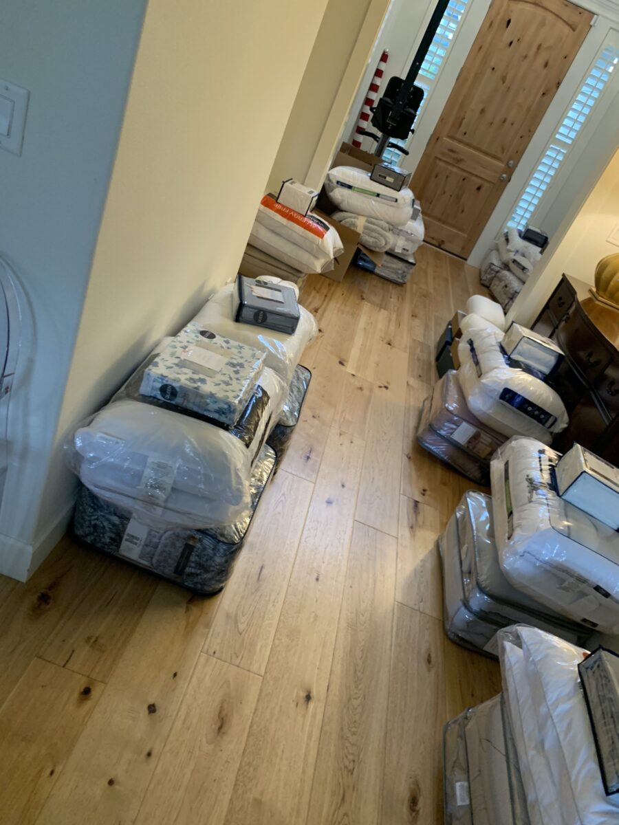 Sheets, comforters, and pillows bundled into matching sets for Kasper Recovery Housing