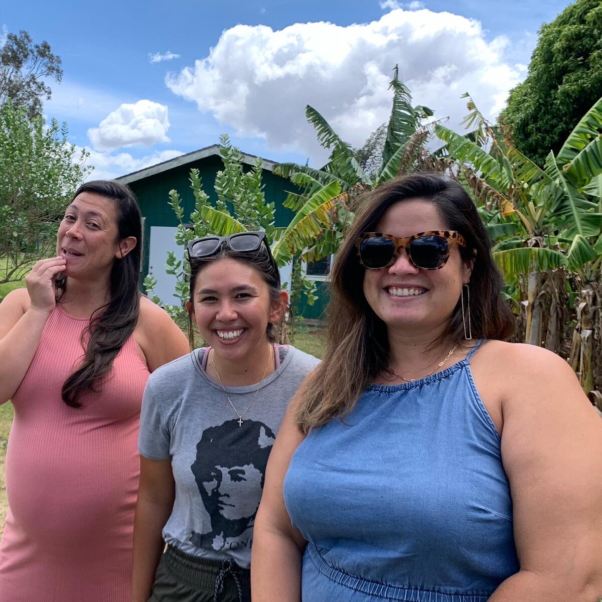 Ihilani, Shaylisse, and Maria at The Maui Farm in Hawaii during The Linen Closet delivery visit