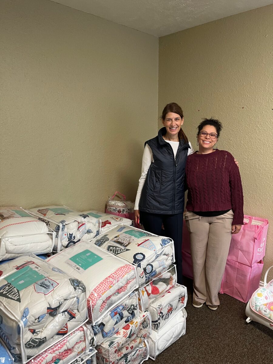 Children's sheets and comforters ready for delivery at the PCHAS Dallas campus