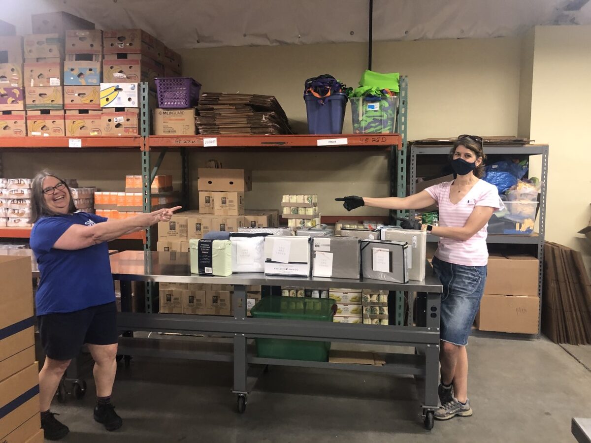 Kathy at Share Vancouver receiving linen donations during the pandemic